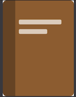 Icon of a Notebook with a darker spine, title and subtitle
