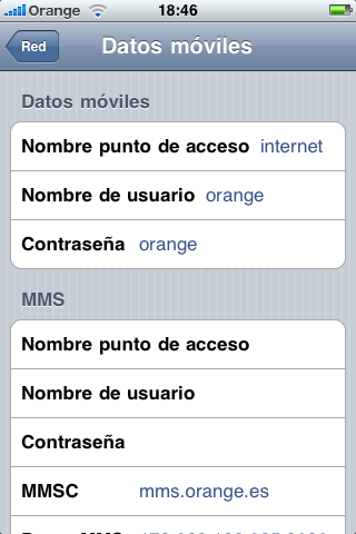 Ajustes para que funcione GPRS (de Orange) en el iPhone